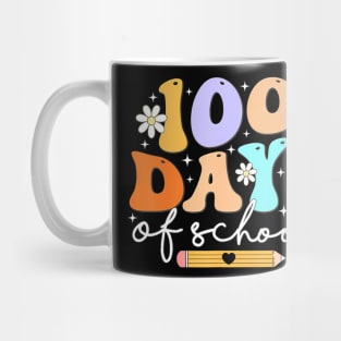 Teacher Kids Retro Groovy 100 Days  100th Day Of School Mug
